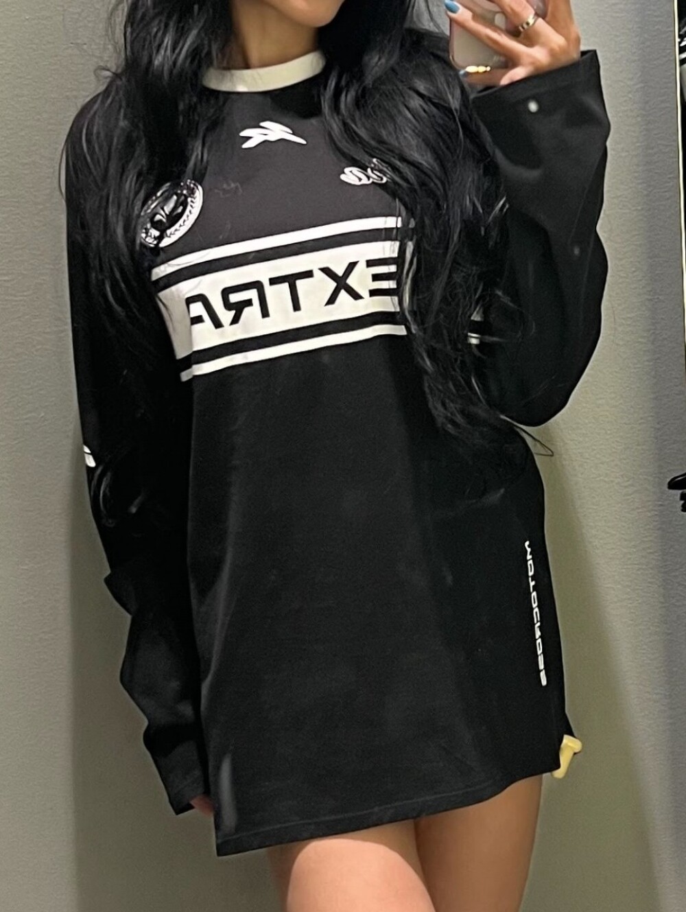 H&M Divided EXTRA Racing Long Sleeve Shirt | Black & White | XS